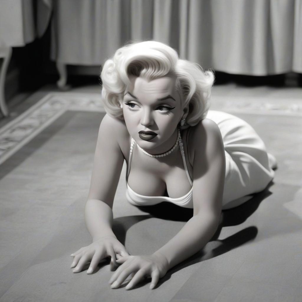  marilyn monroe fainted and lay unconscious on the floor, and two black maids bent over her and try to bring her to her senses.