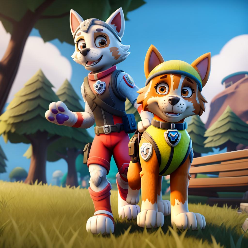  Chase (paw patrol, Fortnite), full body, open eyes, masterpiece, 4k, fine details,