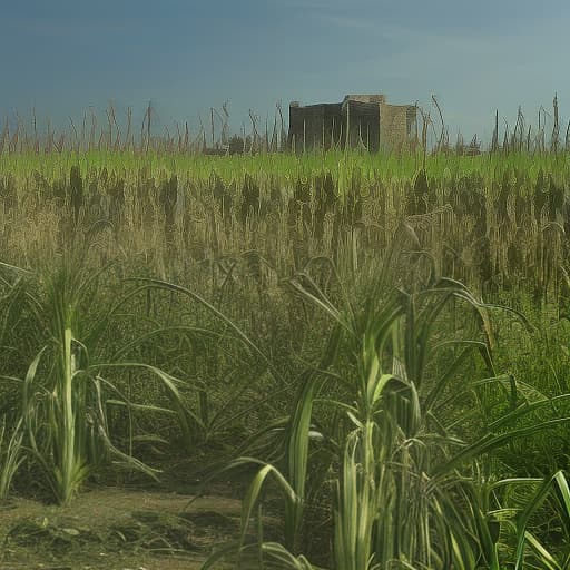 dvarchmodern ancient roman empire overgrown with corn. corn fields in the roman empire, antiquity. highly detailed photo.