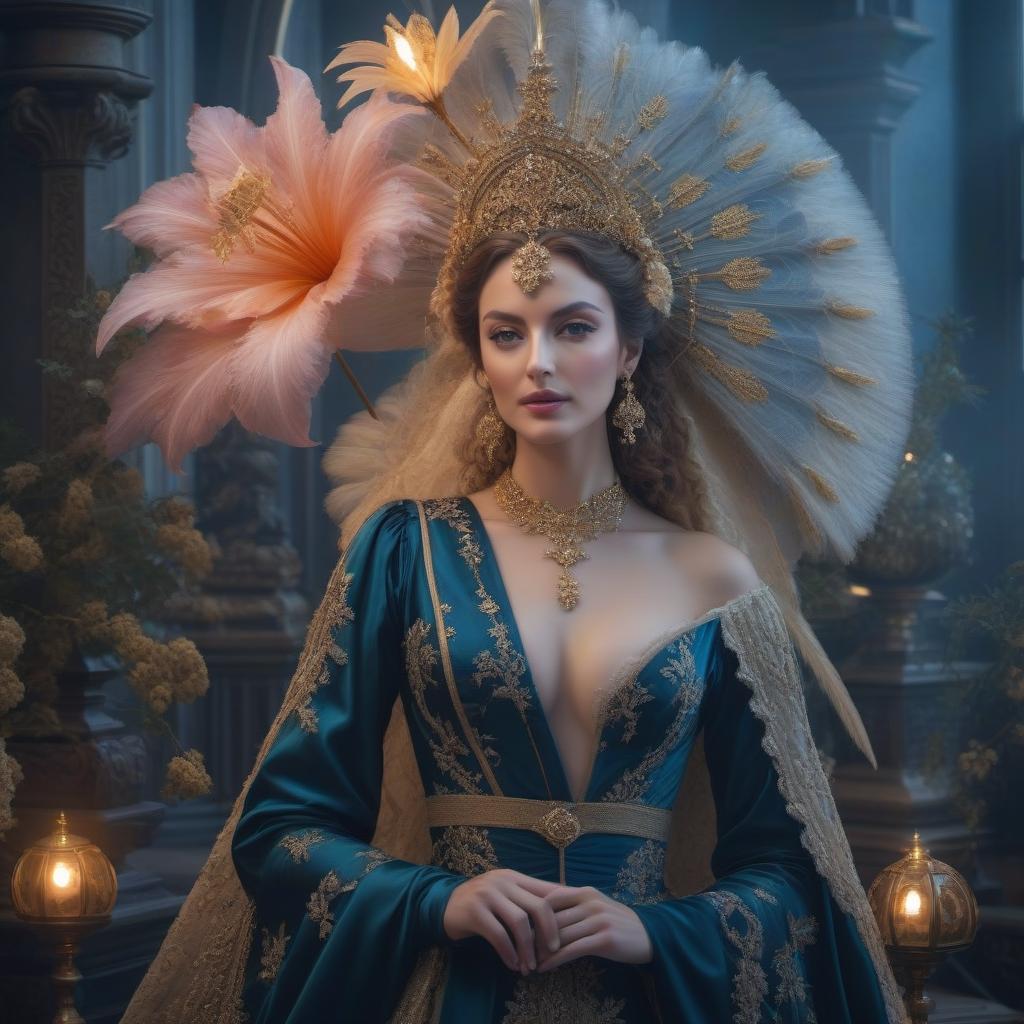  The young and beautiful Michelle Mercier as Angelica (17th century) hyperrealistic, full body, detailed clothing, highly detailed, cinematic lighting, stunningly beautiful, intricate, sharp focus, f/1. 8, 85mm, (centered image composition), (professionally color graded), ((bright soft diffused light)), volumetric fog, trending on instagram, trending on tumblr, HDR 4K, 8K