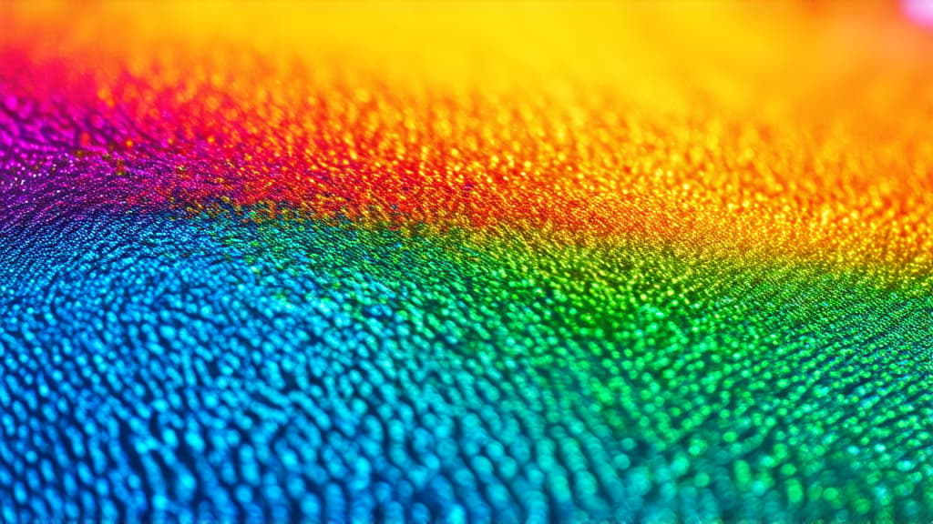  professional detailed photography, background of colorful rainbow dust waves ar 16:9, (muted colors, dim colors, soothing tones), (vsco:0.3)