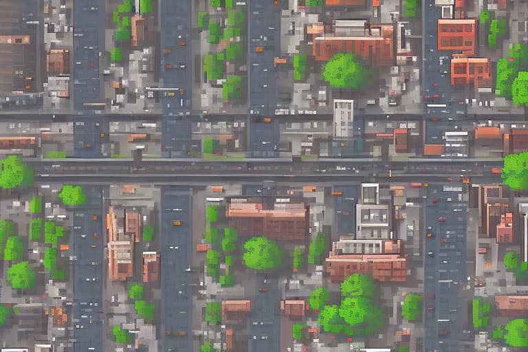  Create a blank road map of Gotham City with: - Roads, highways, and alleys - Empty spaces for buildings and landmarks - Basic road features like streetlights and crosswalks Leave the building spaces blank for customization.