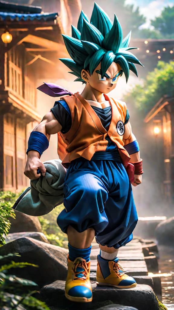  anime art: goten and trunks born with evolved saiyan genes, no tails due to natural super saiyan transformation. hyperrealistic, full body, detailed clothing, highly detailed, cinematic lighting, stunningly beautiful, intricate, sharp focus, f/1. 8, 85mm, (centered image composition), (professionally color graded), ((bright soft diffused light)), volumetric fog, trending on instagram, trending on tumblr, HDR 4K, 8K