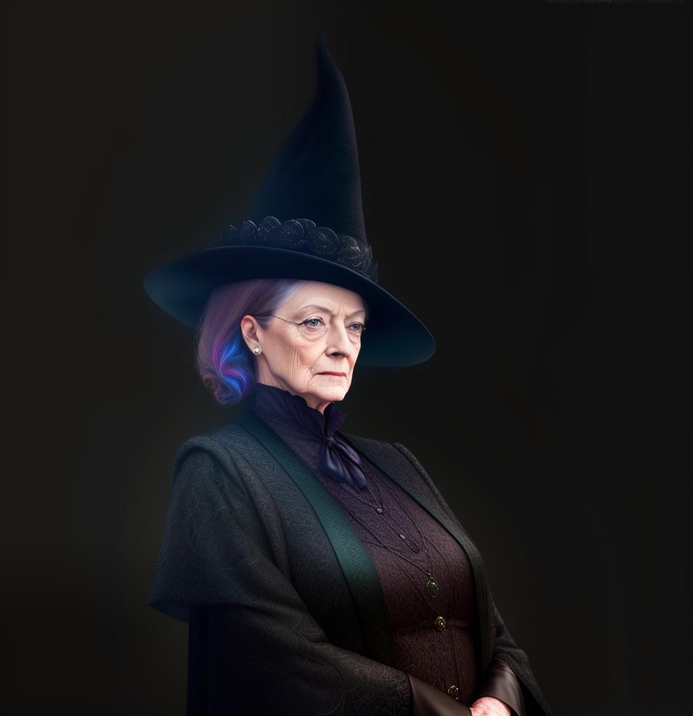  Professor Mcgonagall Maggie Smith , hyperrealistic, high quality, highly detailed, perfect lighting, intricate, sharp focus, f/1. 8, 85mm, (centered image composition), (professionally color graded), ((bright soft diffused light)), trending on instagram, HDR 4K, 8K