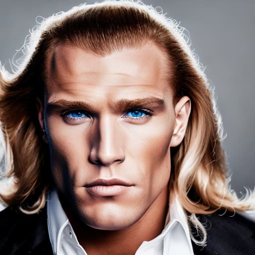 portrait+ style bodybuilding superstar blonde hunk dude face