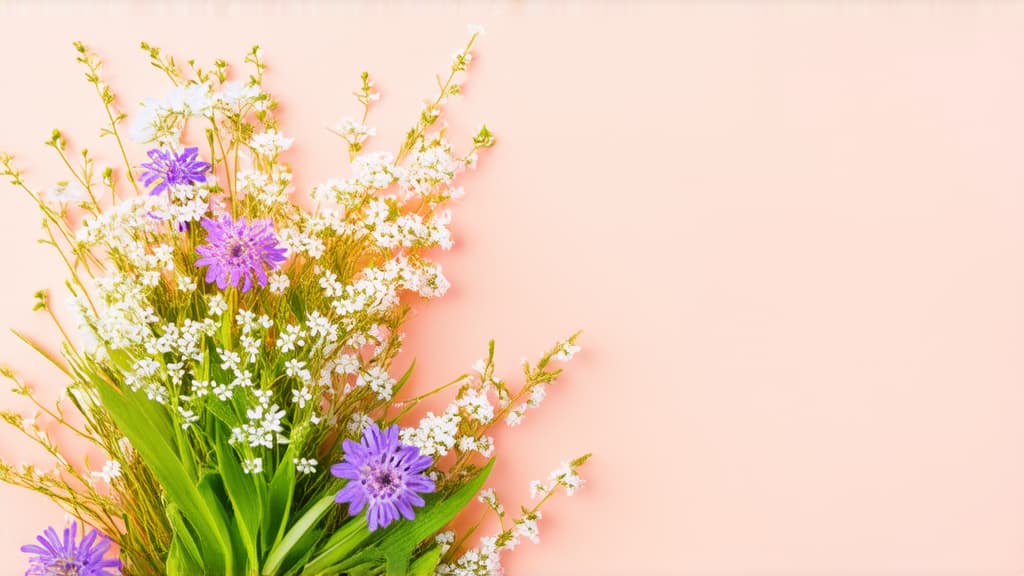  beautiful light background for a greeting card with delicate spring flowers ar 16:9 {prompt}, maximum details