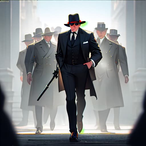  (Mafia family ), anime, highly detailed, 4k, high quality, trending on art station hyperrealistic, full body, detailed clothing, highly detailed, cinematic lighting, stunningly beautiful, intricate, sharp focus, f/1. 8, 85mm, (centered image composition), (professionally color graded), ((bright soft diffused light)), volumetric fog, trending on instagram, trending on tumblr, HDR 4K, 8K