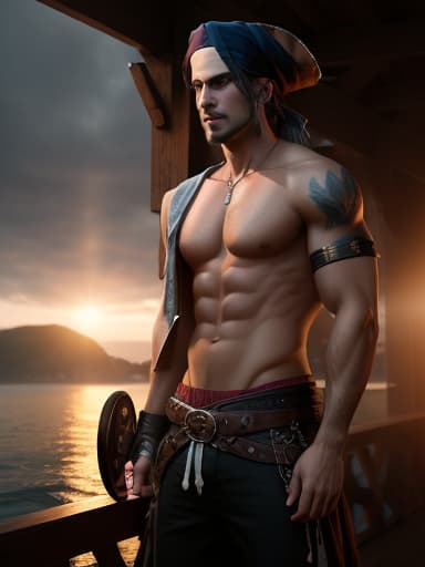   pirate , hot body, on deck, sc the deck, ((on hands and )), soap coming out of , scene, ual vibe, hyperrealistic, high quality, highly detailed, cinematic lighting, intricate, sharp focus, f/1. 8, 85mm, (centered image composition), (professionally color graded), ((bright soft diffused light)), volumetric fog, trending on instagram, HDR 4K, 8K