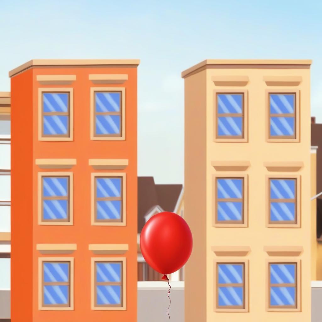  hyperrealistic art balloon flies through two houses, realistic image . extremely high resolution details, photographic, realism pushed to extreme, fine texture, incredibly lifelike