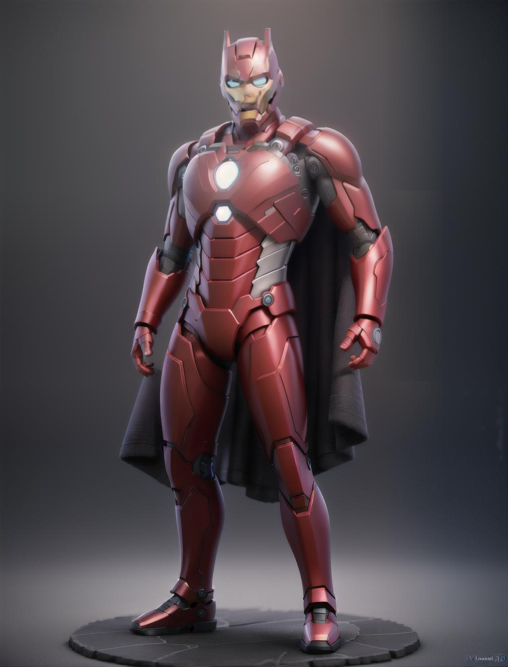  Ironman Batman hyperrealistic, full body, detailed clothing, highly detailed, cinematic lighting, stunningly beautiful, intricate, sharp focus, f/1. 8, 85mm, (centered image composition), (professionally color graded), ((bright soft diffused light)), volumetric fog, trending on instagram, trending on tumblr, HDR 4K, 8K