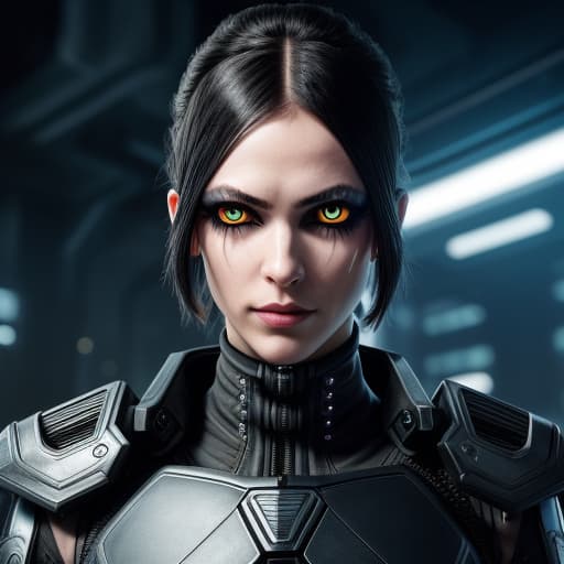  girl, cyberpunk augmentation, cyberware, cyborg, carbon fiber, chrome, implants, metall skull, bloody, cyber plate armor, dark atmosphere, dark night, scars, (black short disheveled hair:1.1), black eyeshadow, beautiful detailed glow, detailed, Cinematic light, intricate detail, highres, rounded eyes, detailed facial features, high detail, sharp focus, smooth, aesthetic, extremely detailed, insanely detailed and intricate dark industrial factory background, slim body, stylish pose, <lora:add_detail:0.4> <lora:epi_noiseoffset2:0.4> <lora:hairdetailer:0.6> <lora:more_details:0.3> <lora:add-detail-xl:1.2> <lora:DetailedEyes_V3:1.2> <lora:sd_xl_offset_example-lora_1.0:1.2> bionic eye, futuristic cyber punk soldier, half face os biotic cyber pun