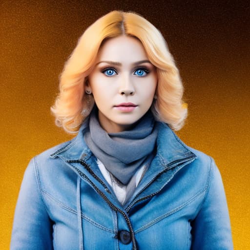 portrait+ style Russian queer TV actress blonde female face