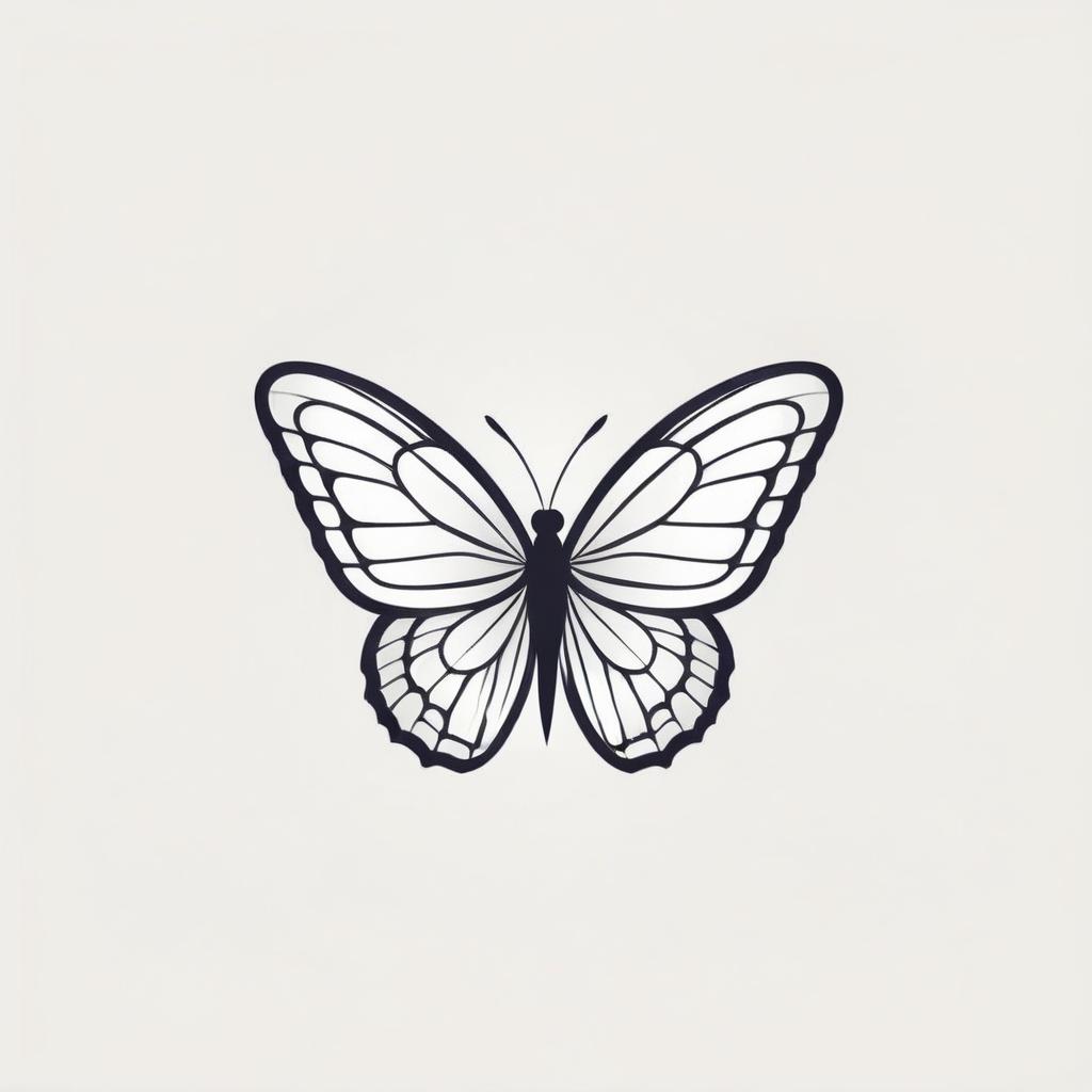  1 full body girl with makeup as the body of a butterfly, (logo), elegant, chic, stylish, sophisticated, high fashion, modern serif font, monochrome, simple, iconic