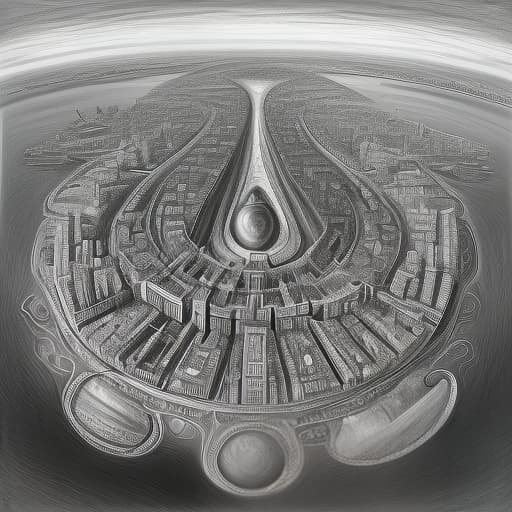  a pencil drawing. panorama of st. petersburg., (surrealism), dreamlike , distorted , abstract , symbolic