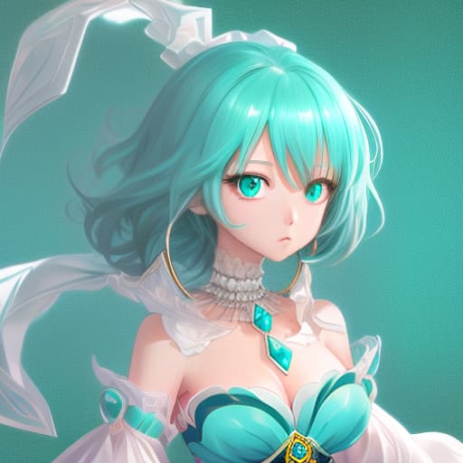  high quality, anime style, without background, without people, neck suspension with turquoise crystal.