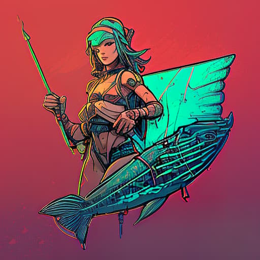 nvinkpunk pike with a mermaid's body fishers club emblem