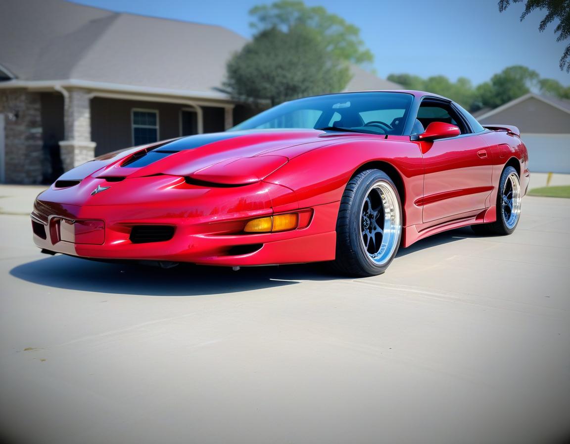  1995 red trans am with american racing wheels and mickey thompson tires