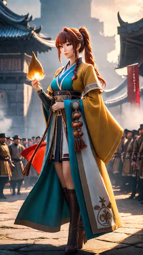  anime art: depict the 'will of d' legacy tied to an ancient clan challenging ruling powers. hyperrealistic, full body, detailed clothing, highly detailed, cinematic lighting, stunningly beautiful, intricate, sharp focus, f/1. 8, 85mm, (centered image composition), (professionally color graded), ((bright soft diffused light)), volumetric fog, trending on instagram, trending on tumblr, HDR 4K, 8K