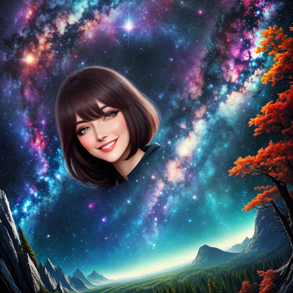  hot , , bright eyes, beautiful smile, beautiful space, galaxy, beautiful view, big space, 4k in forest forest cosmos forest plains mountains fields rock space galaxy, forest