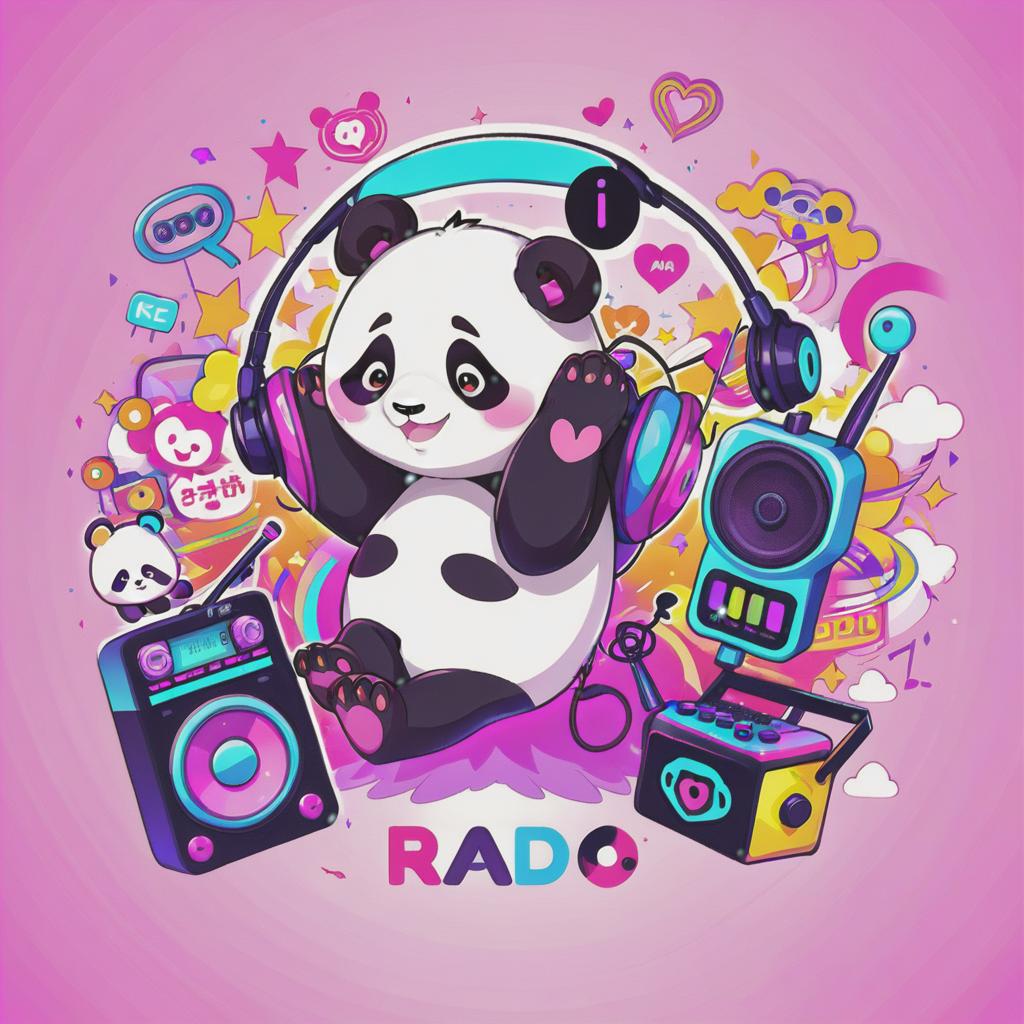  anime artwork internet logo of kawaii radio, panda . anime style, key visual, vibrant, studio anime, highly detailed