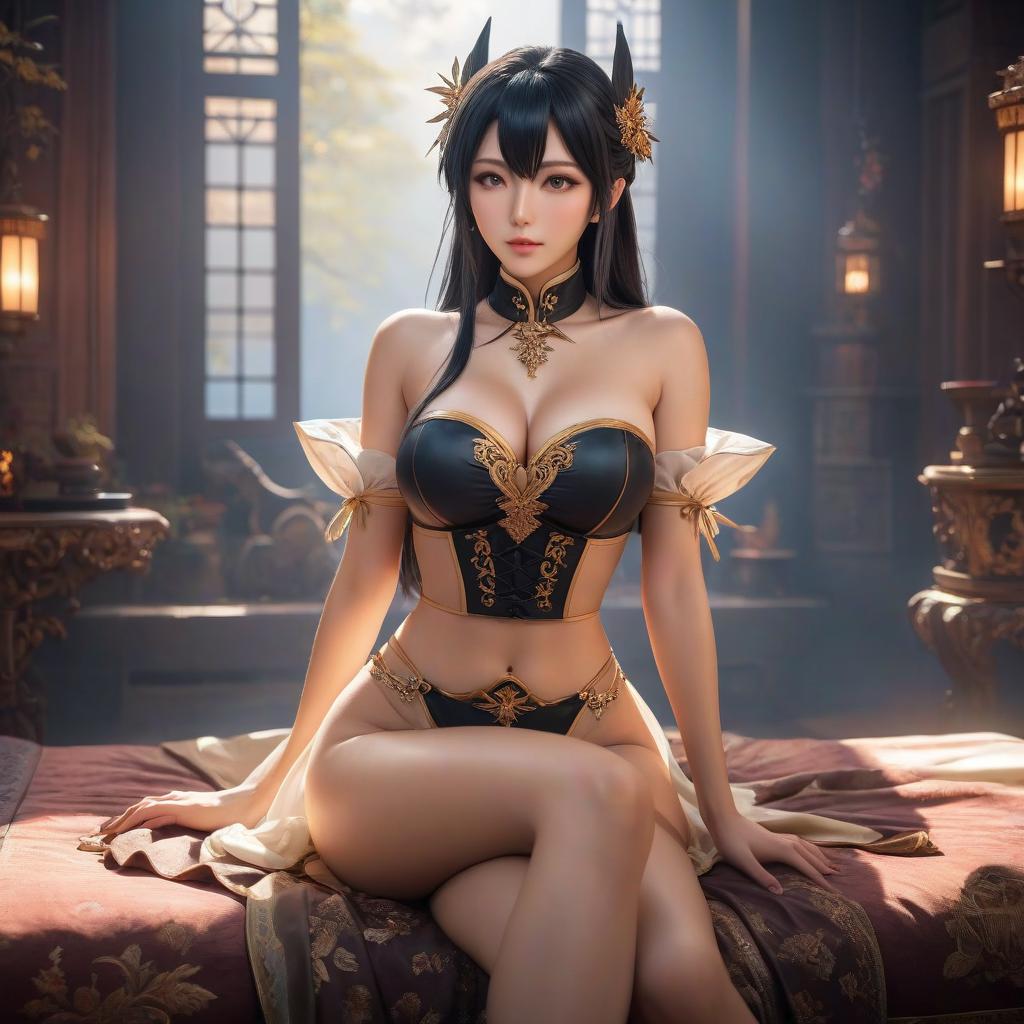  sweet dreams, anime girl, ke qing, sexual body, perfect body, in sexual outfit, genshin impact character, 8k quality, she sit on my body, she very want to fun with me, see down on me,full body hyperrealistic, full body, detailed clothing, highly detailed, cinematic lighting, stunningly beautiful, intricate, sharp focus, f/1. 8, 85mm, (centered image composition), (professionally color graded), ((bright soft diffused light)), volumetric fog, trending on instagram, trending on tumblr, HDR 4K, 8K