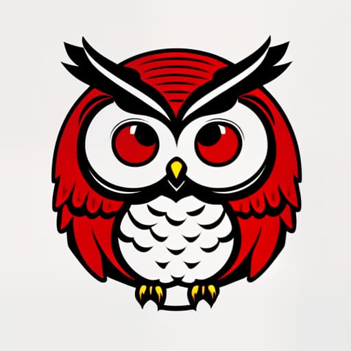  owl, simplistic logo. illustrated logo. white background, red color logo