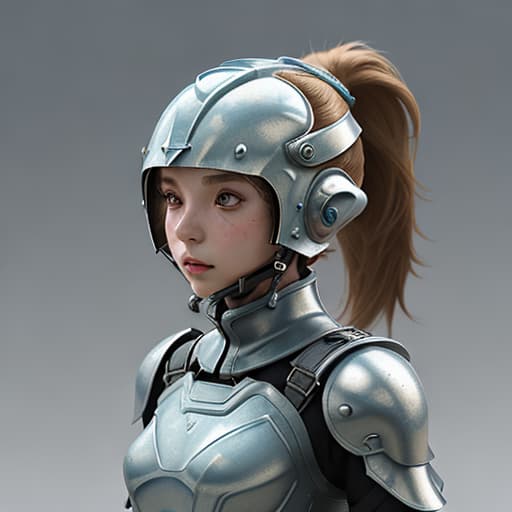  "girl, humanity, wearing biological armor, shell, fully enclosed helmet, (solo: 1.5), dynamic, best quality, masterpiece, c4d, ponytail."