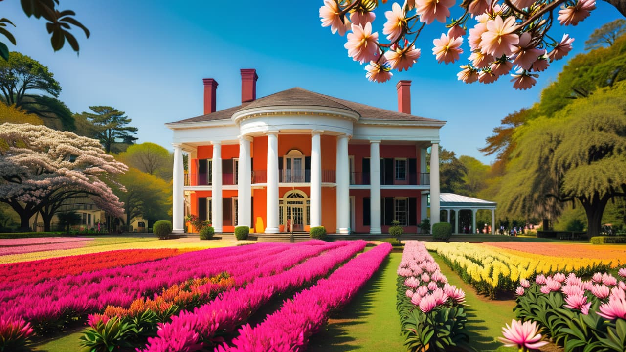  a vibrant scene showcasing georgia's historic architecture, southern cuisine, jazz music, traditional folk art, and lush landscapes, with visitors engaging in local festivals, surrounded by magnolia trees and colorful azaleas, embodying rich cultural heritage. hyperrealistic, full body, detailed clothing, highly detailed, cinematic lighting, stunningly beautiful, intricate, sharp focus, f/1. 8, 85mm, (centered image composition), (professionally color graded), ((bright soft diffused light)), volumetric fog, trending on instagram, trending on tumblr, HDR 4K, 8K