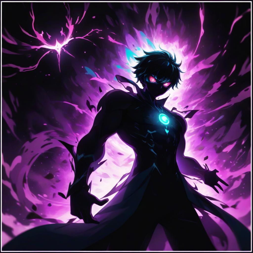  anime artwork a shadow of a man with glowing eyes, surrounded by a vibrant teal energy aura, dark anime style . anime style, key visual, vibrant, studio anime, highly detailed