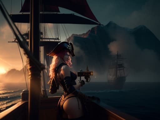  lots of sexy pirates (multiple pirate women), all wet hot bodies, cum on deck, having foreplay with eachother, (foreplay), on a ship, ((erotic scene)), sexy scene, sexual vibe, hyperrealistic, high quality, highly detailed, cinematic lighting, intricate, sharp focus, f/1. 8, 85mm, (centered image composition), (professionally color graded), ((bright soft diffused light)), volumetric fog, trending on instagram, HDR 4K, 8K