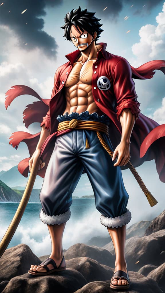  anime art, one piece, akainu struggles to keep up with luffy's gear 5 speed and creativity on the battlefield hyperrealistic, full body, detailed clothing, highly detailed, cinematic lighting, stunningly beautiful, intricate, sharp focus, f/1. 8, 85mm, (centered image composition), (professionally color graded), ((bright soft diffused light)), volumetric fog, trending on instagram, trending on tumblr, HDR 4K, 8K