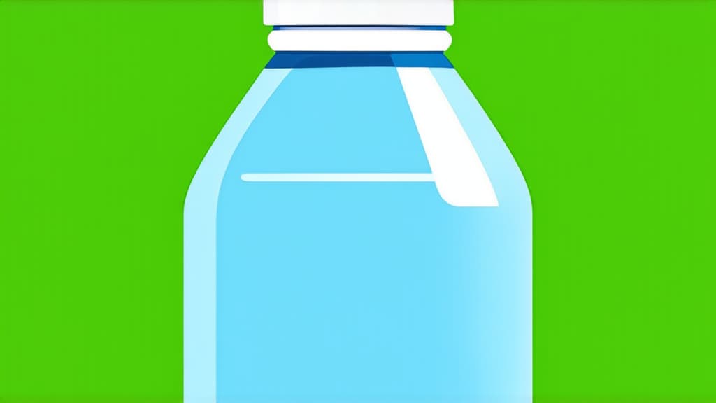  flat illustration, flaticon, (illustration:1.15), bottle of water on green background, outline ar 16:9, [cory loftis, strobist, pascal campion :: 0.2]