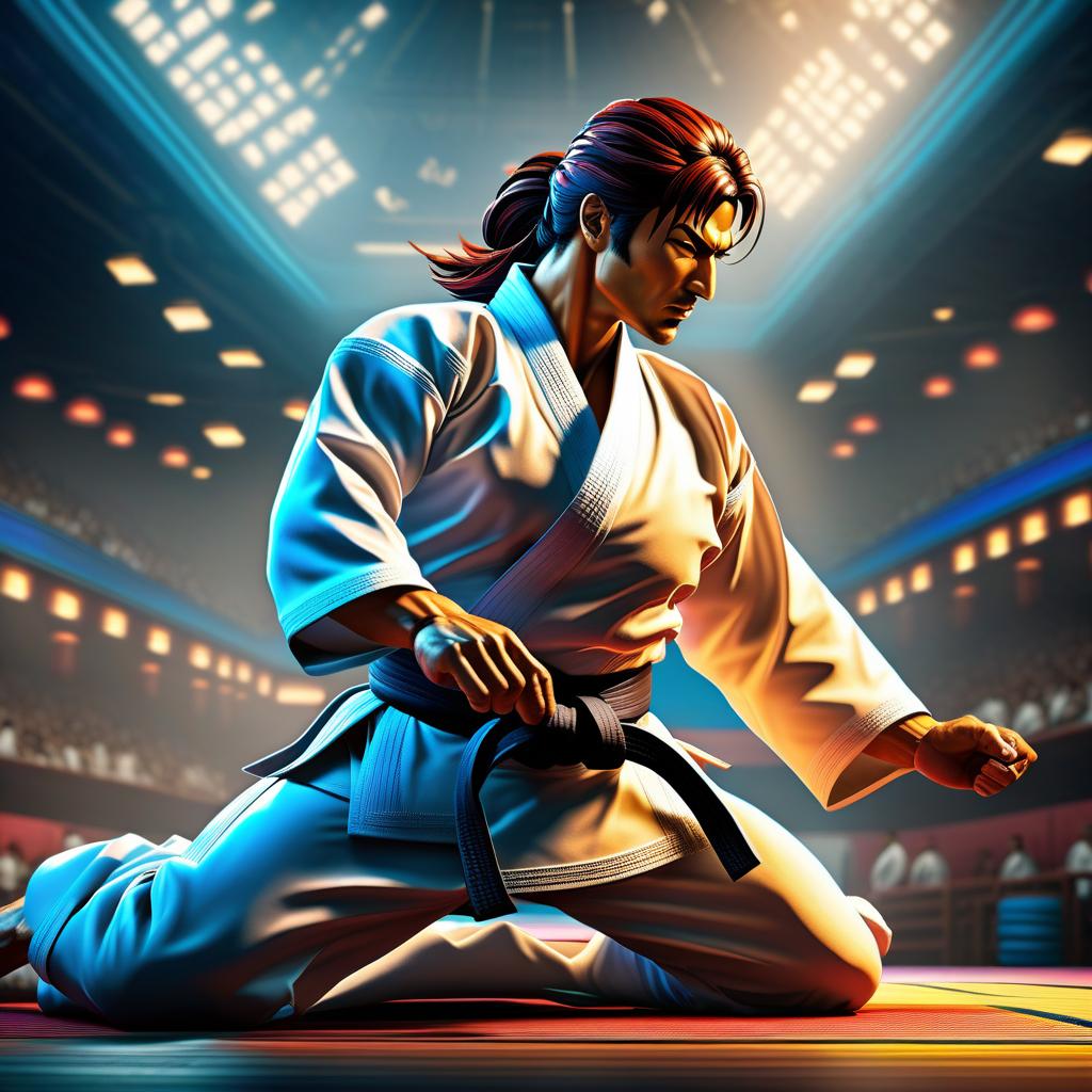  fighting game style judo, vector image . dynamic, vibrant, action packed, detailed character design, reminiscent of fighting video games, t shirt design hyperrealistic, full body, detailed clothing, highly detailed, cinematic lighting, stunningly beautiful, intricate, sharp focus, f/1. 8, 85mm, (centered image composition), (professionally color graded), ((bright soft diffused light)), volumetric fog, trending on instagram, trending on tumblr, HDR 4K, 8K