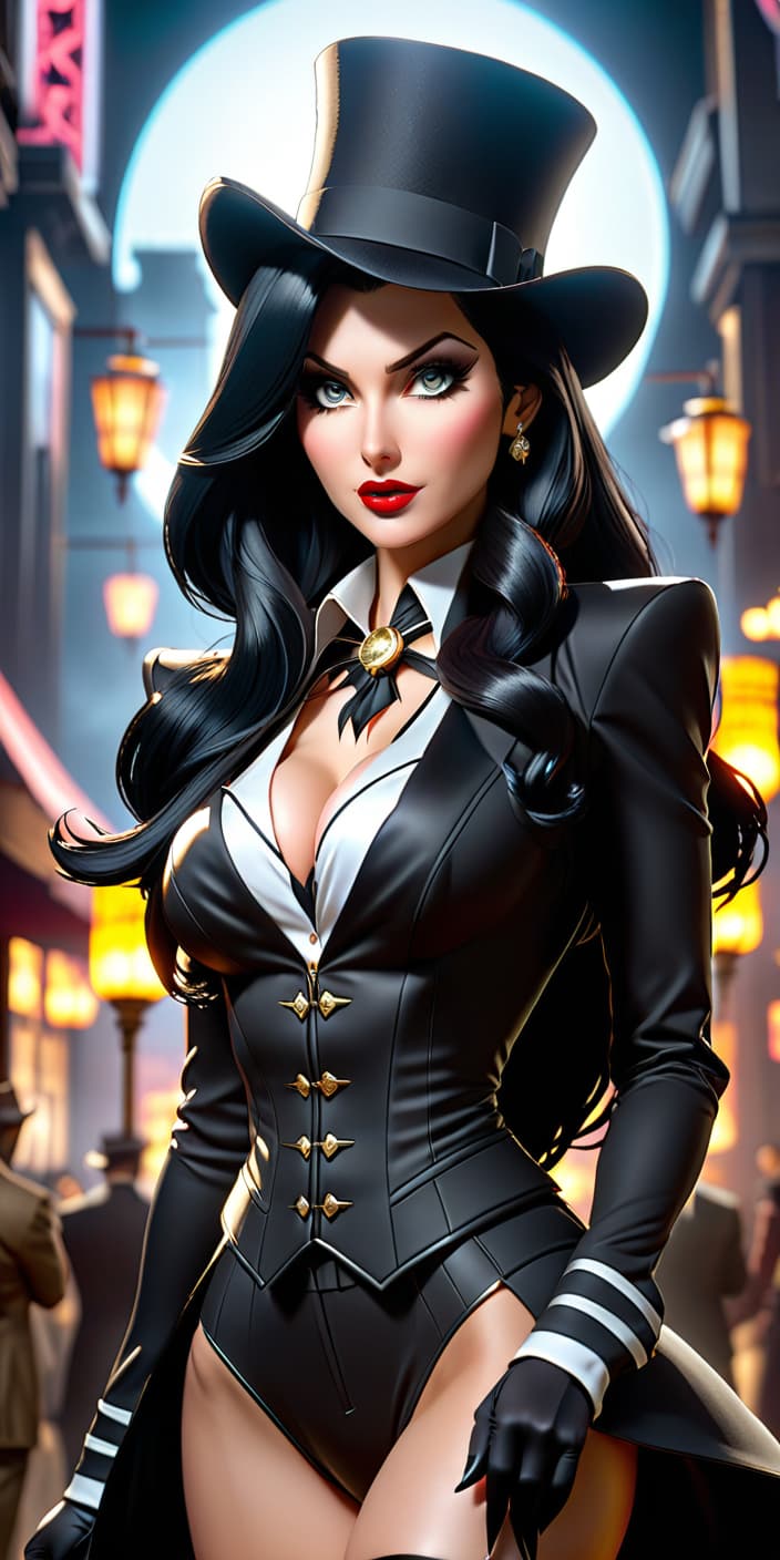  anime artwork zatanna, , , . anime style, key visual, vint, studio anime, highly detailed hyperrealistic, full body, detailed clothing, highly detailed, cinematic lighting, stunningly beautiful, intricate, sharp focus, f/1. 8, 85mm, (centered image composition), (professionally color graded), ((bright soft diffused light)), volumetric fog, trending on instagram, trending on tumblr, HDR 4K, 8K