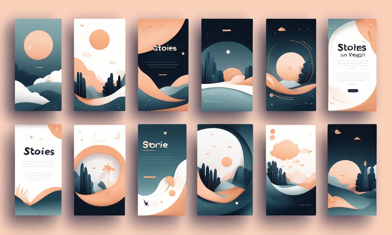  minimalistic and elegant backgrounds for stories and posts in flat vector style