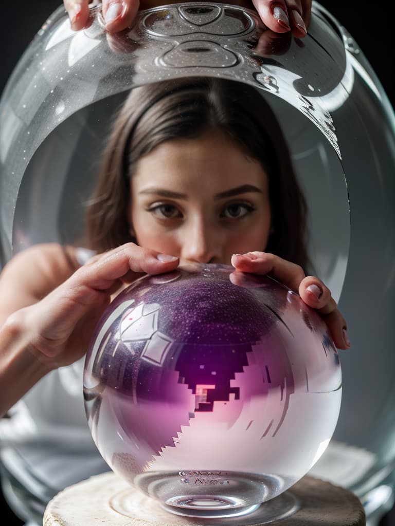  on the hand, the crystal ball, the crystal ball, and her, masterpiece, best quality,8k,ultra detailed,high resolution,an extremely delicate and beautiful,hyper detail