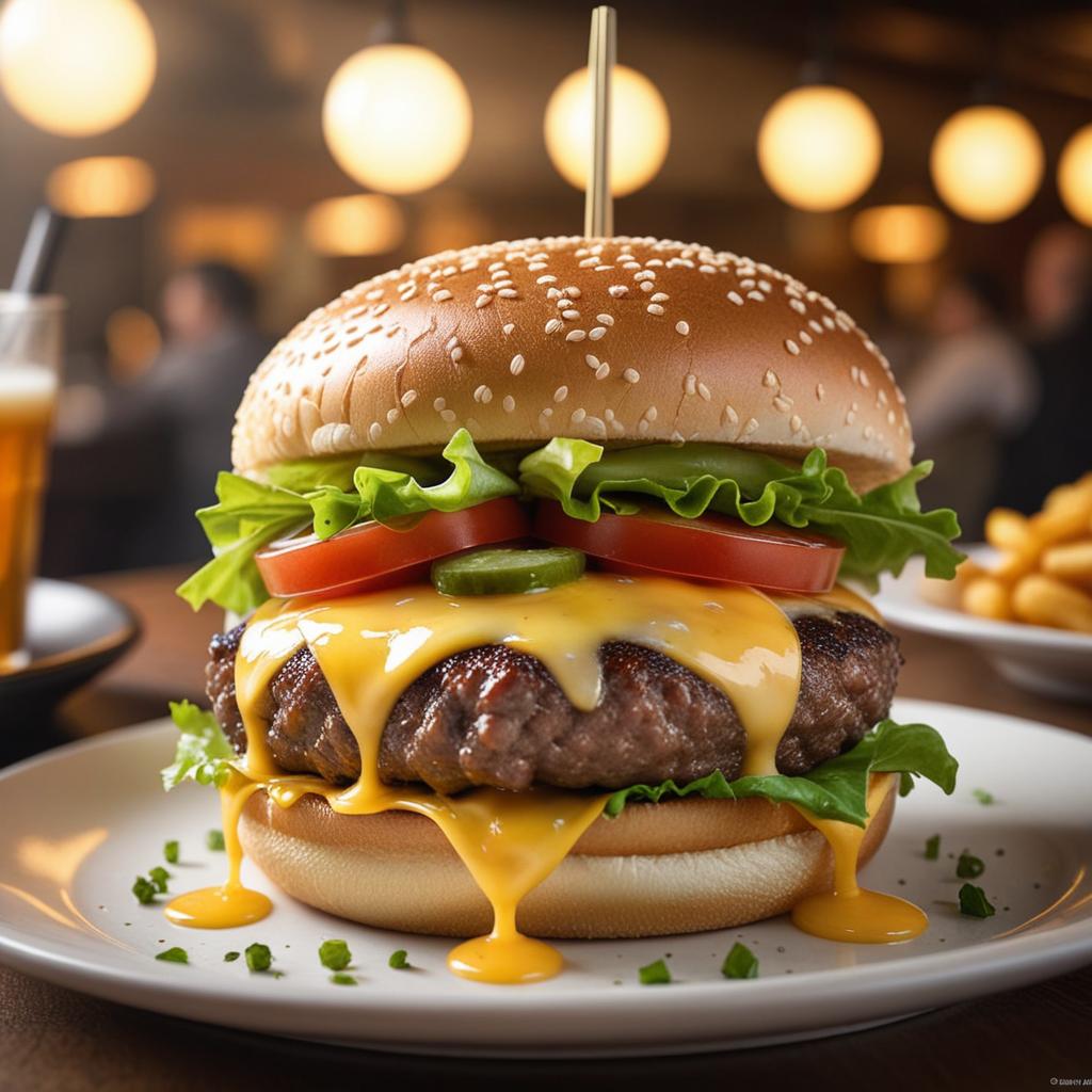  best burger in the world. food photography. hyperrealistic, full body, detailed clothing, highly detailed, cinematic lighting, stunningly beautiful, intricate, sharp focus, f/1. 8, 85mm, (centered image composition), (professionally color graded), ((bright soft diffused light)), volumetric fog, trending on instagram, trending on tumblr, HDR 4K, 8K