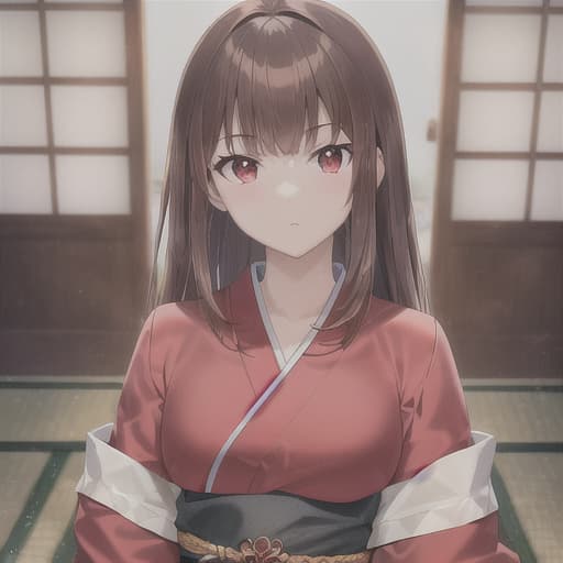  master piece , best quality,japanese clothes, brown hair, red eyes, dragon god, beautiful sister, cool, surprising.