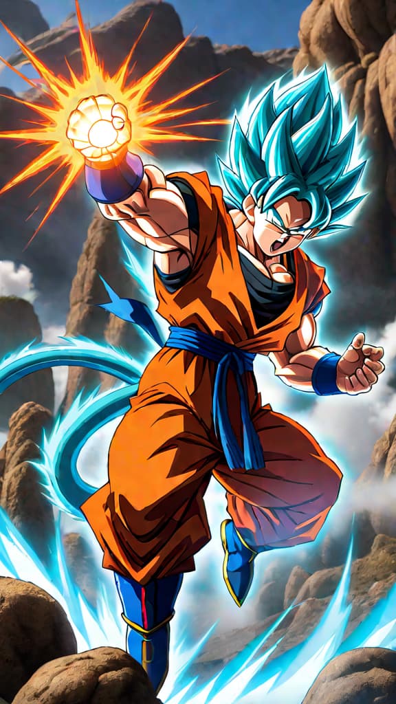  anime art: goku (dragon ball), jiren (dragon ball), vegeta (dragon ball), and broly (dragon ball) in epic full power battle. hyperrealistic, full body, detailed clothing, highly detailed, cinematic lighting, stunningly beautiful, intricate, sharp focus, f/1. 8, 85mm, (centered image composition), (professionally color graded), ((bright soft diffused light)), volumetric fog, trending on instagram, trending on tumblr, HDR 4K, 8K