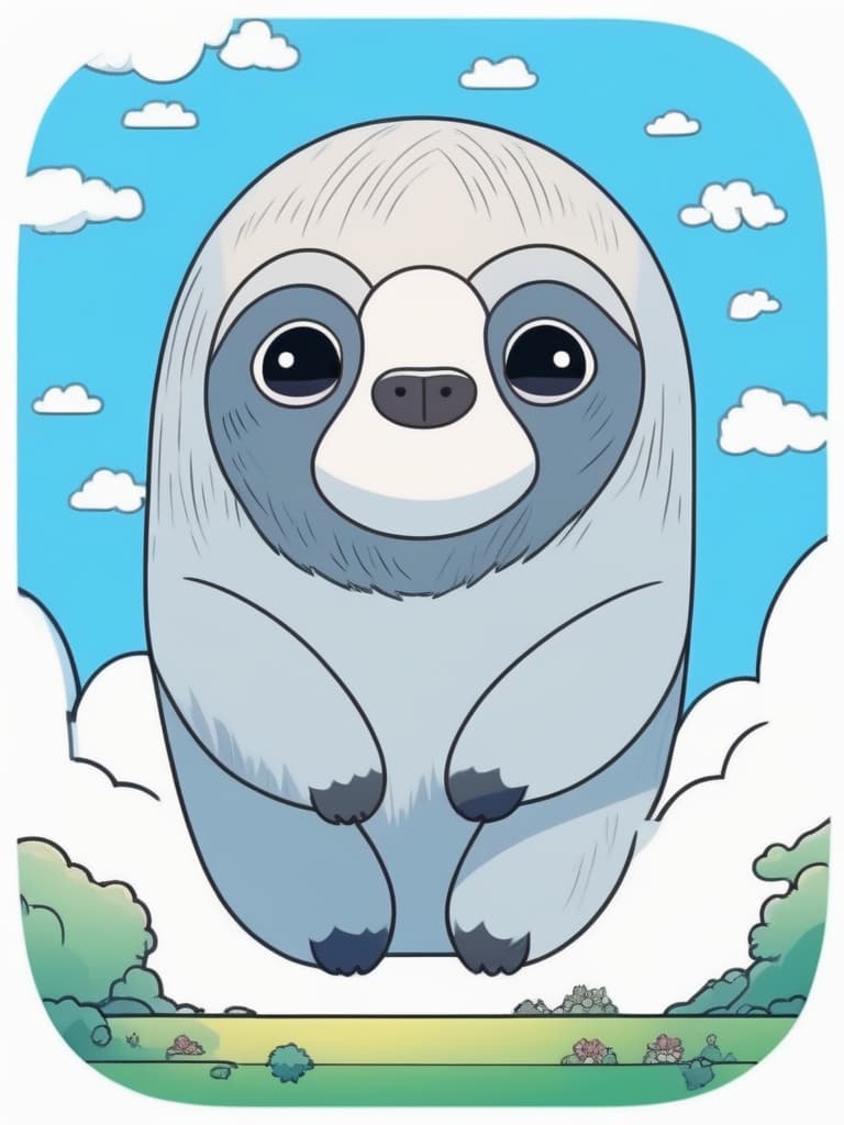  masterpiece,best work,(((cloud in the shape of a white sloth ☁))),(((only cloud:1.2))),(((outlines only:1.7))),cartoonish expression,blue sky background,comical,easy,simple pattern,simple picture,crayon line