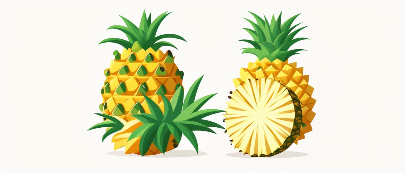  Fresh pineapple fruit flat style isolated vector illustration on white background