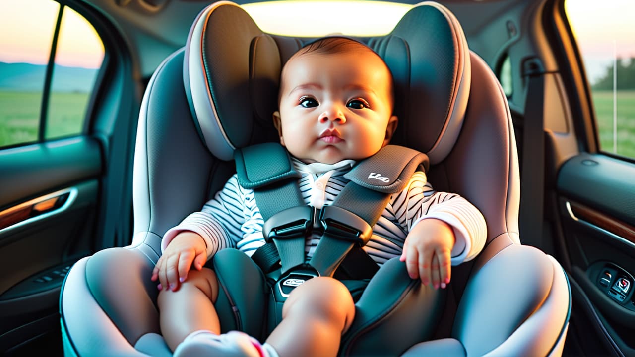  create a split image comparison: on one side, a sleek, modern infant car seat with a cozy interior and a handle, and on the other, a versatile convertible car seat with multiple recline positions and adjustable straps. hyperrealistic, full body, detailed clothing, highly detailed, cinematic lighting, stunningly beautiful, intricate, sharp focus, f/1. 8, 85mm, (centered image composition), (professionally color graded), ((bright soft diffused light)), volumetric fog, trending on instagram, trending on tumblr, HDR 4K, 8K