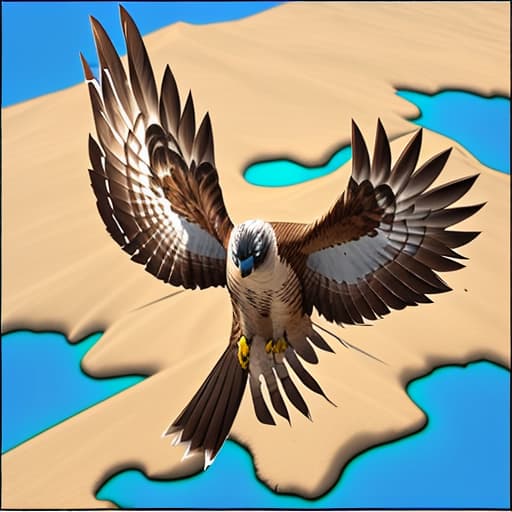  Generate a 2D logo of a hawk looking above the African continent, try put some grain pictures on the African continent map