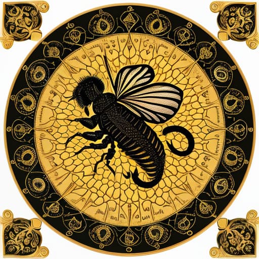  zodiac sign scorpio. scorpio (centruroides exilicauda) image of the zodiac sign scorpio. scorpio (centruroides exilicauda) with a sting on its tail. oil illustration, middle plan. very striking,