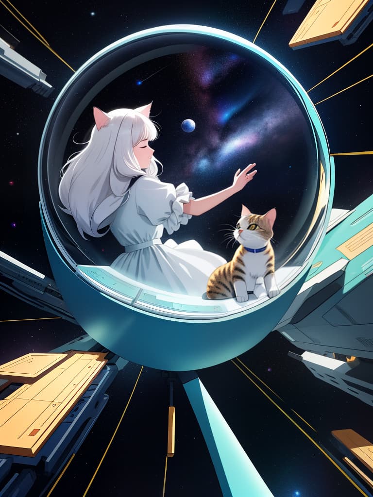  space, cat, masterpiece, best quality,8k,ultra detailed,high resolution,an extremely delicate and beautiful,hyper detail