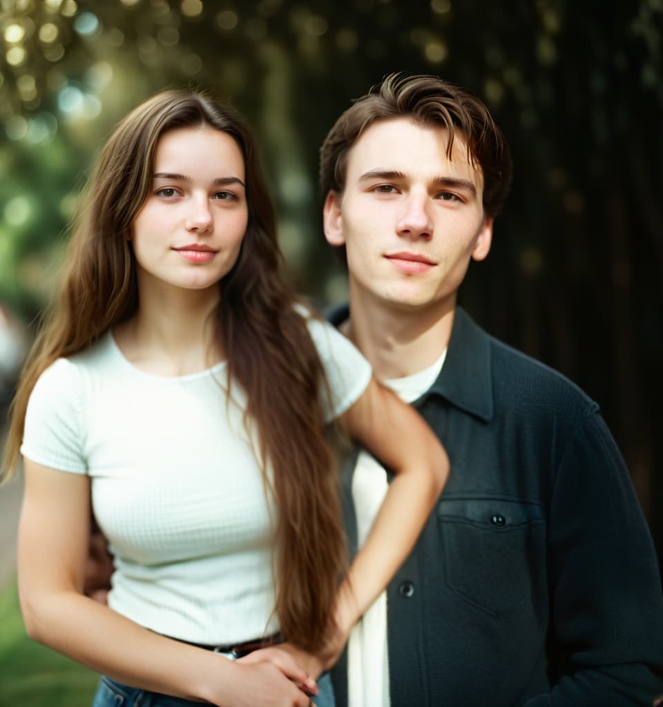  cinematic film still photo of a couple, a girl and a guy as in the photo of a relationship . shallow depth of field, vignette, highly detailed, high budget, bokeh, cinemascope, moody, epic, gorgeous, film grain, grainy, film photography style