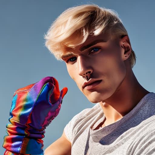 portrait+ style Russian LGBT queer fitness model blonde hunk dude face