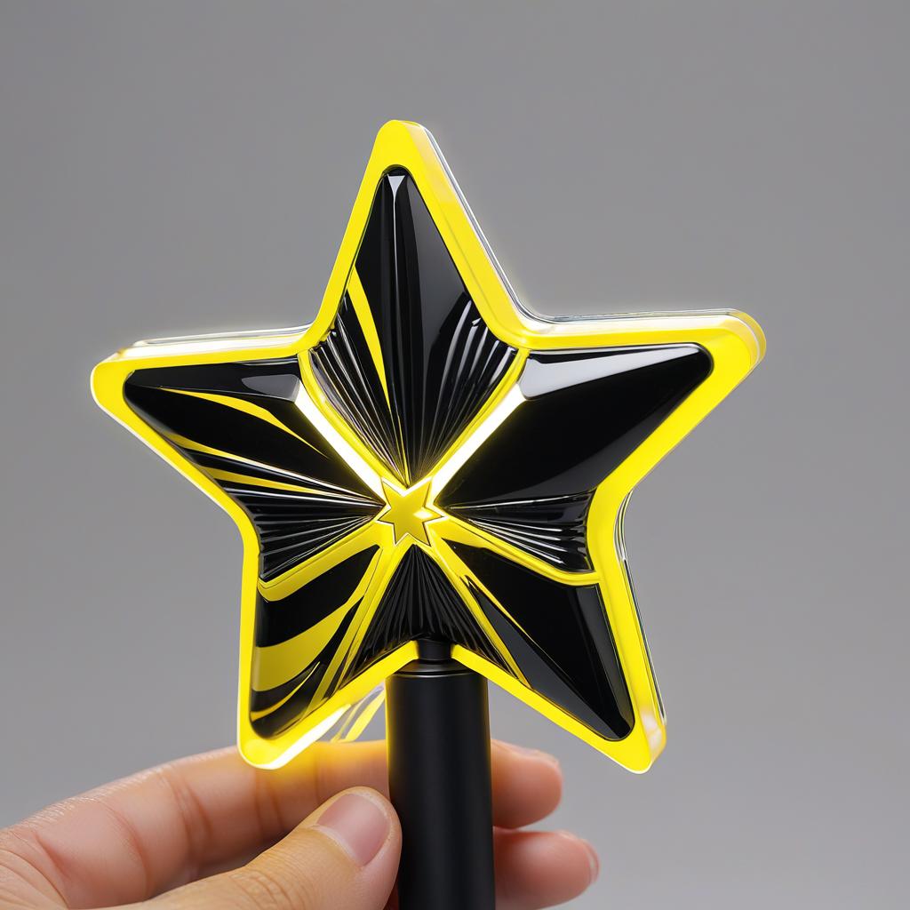  light stick that has a star and it’s yellow and black that’s for a k pop group, award winning, professional, highly detailed, masterpiece