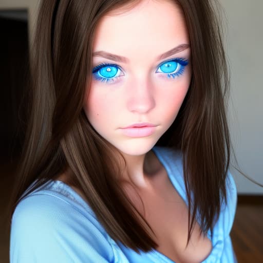  girl with blue eyes, brunette