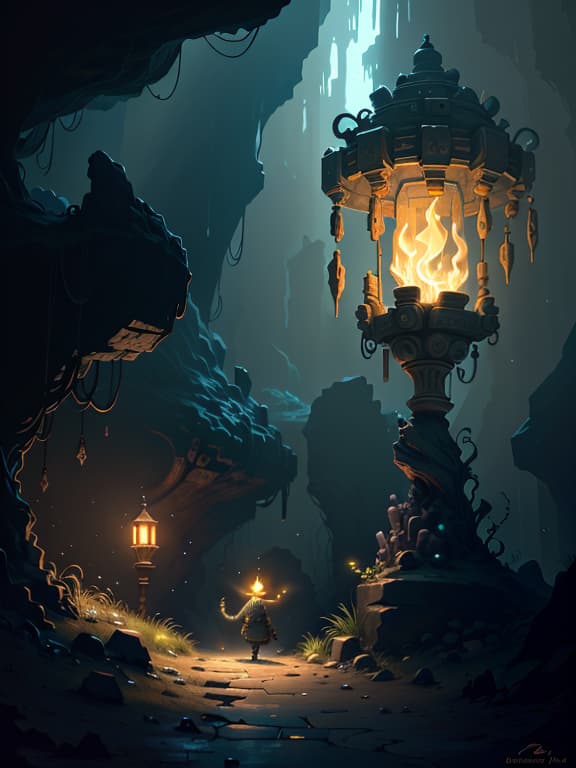  master piece, best quality, ultra detailed, highres, 4k.8k, A old ., Exploring the cave with curiosity,, Excited, BREAK A young is on an adventure exploring a mysterious cave., Inside a dimly lit cave, Torch, stalaces, crystals, ancient ruins, BREAK Mysterious and adventurous, Dim lighting, glowing crystals, faint echoes, cart00d